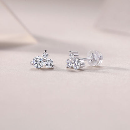 Waves-Set with Moissanite 0.3 carats S925 sterling silver and platinum-plated stud earrings fashion fashion jewelry silver jewelry