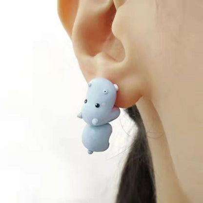 "Charming" 14-Piece Cute Animal Earrings Set - Dinosaur, Puppy & Whale Designs - Fun Clay Bite Jewelry Gift Piece Funny Gifts and Accessories
