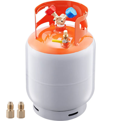 Refrigerant Recovery Tank, 30 LBS Capacity, 400 psi Portable Cylinder Tank with Y-Valve for Liquid/Vapor, High-sealing Recovery Can for R22/R134A/R410A, Orange+Gray
