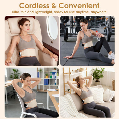 EMS Lower Back Massager Heating Pad Cordless Heating Pad for Back Belly Waist with Remote Magnetic Host 8 Modes 19 Intensity Levels 3 Heating Levels