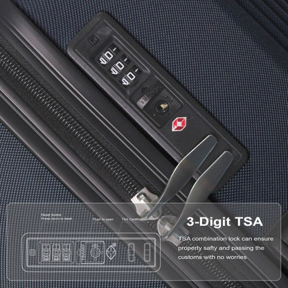 BLUE 3-Piece Premium ABS Luggage Set-20", 24", and 28" Suitcases with Multi-Position Handle, Silent Spinner Wheels, and TSA-Approved Lock-Durable, Stylish, and Spacious Travel Gear