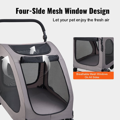 Pet Stroller - 4-Wheels Dog Stroller Carrier 160lbs Weight Capacity Portable
