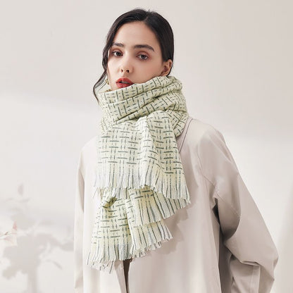 Manufacturers wholesale new style autumn and winter cashmere classic solid color tassels simple lines plaid scarf shawl women