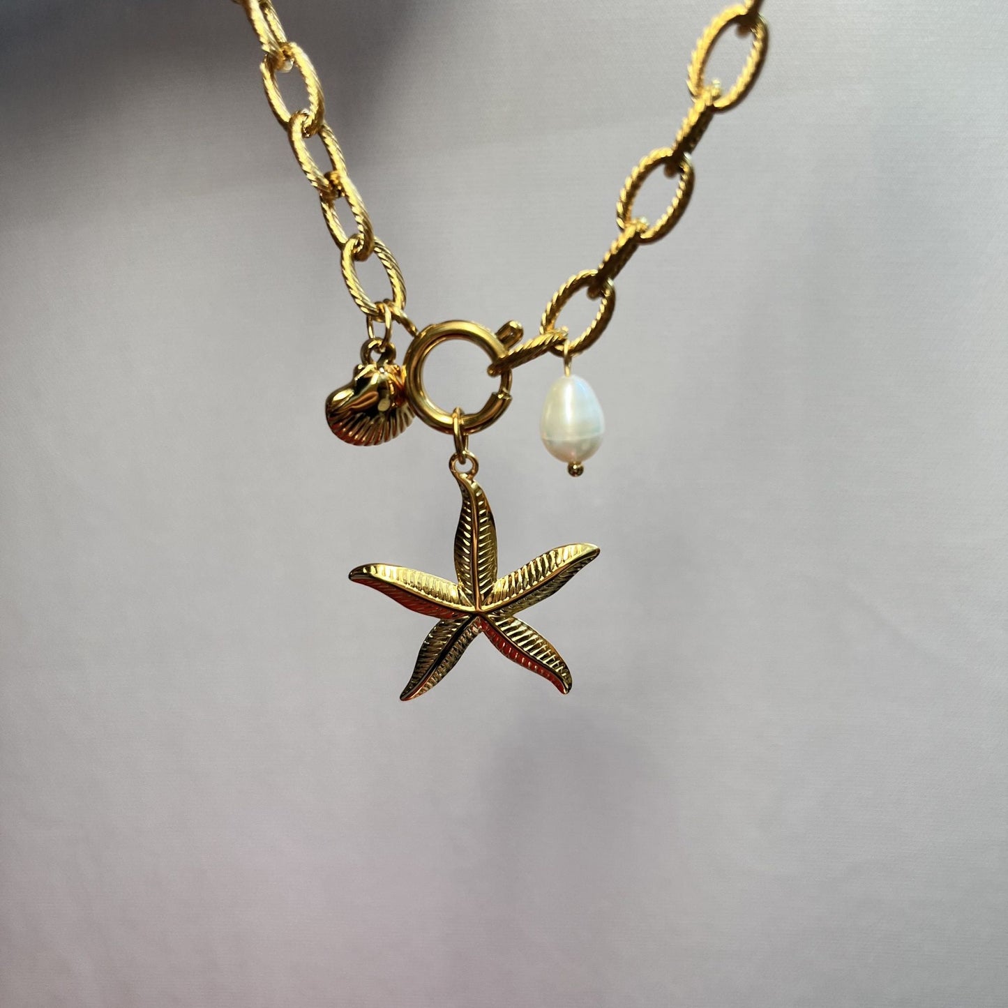 18K Gold-Plated Sea Charm Bracelet – Stainless Steel Coastal Jewelry Collection