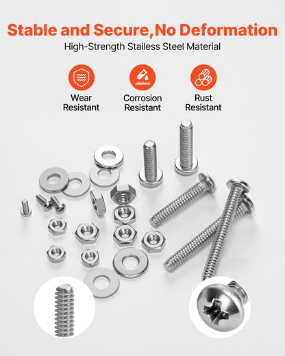 1110 Pcs Bolts Nuts Assortment Kit Imperial Stainless Steel for Furniture