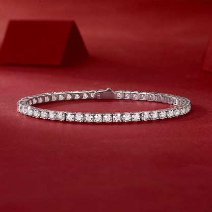 One-of-a-kind - A fashionable bracelet and bracelet jewelry set with 0.1-carat Moissan diamonds, S925 sterling silver and platinum-plated diamonds