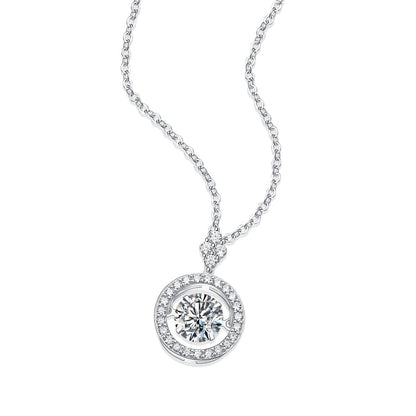 Touch - 1-carat Moissan diamond S925 sterling silver jewelry, fashionable and trendy jewelry, affordable diamond necklace pendant