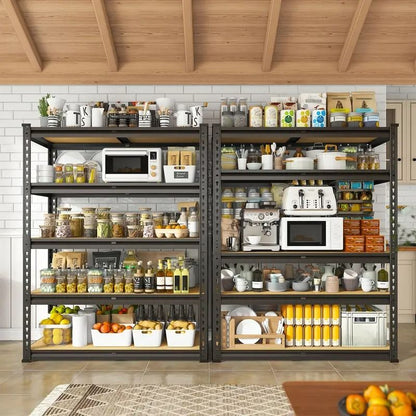 5-Tier Metal Garage Shelving Unit, Adjustable Storage Rack 35.5"W x 72"H x 15.8"D, Multi-Purpose Organizer for Garage, Basement, Utility Room, and Storage Spaces