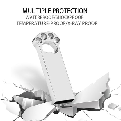 Lovely Bear Paw USB 2.0 Flash Drives 64GB Silver Memory Stick Creative Gift Metal Waterproof Pen Drive Black Pendrive