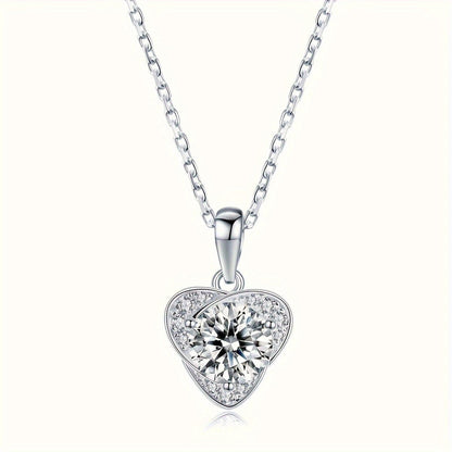 1 piece heart necklace 925 silver moissanite diamond