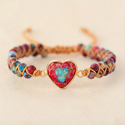Hot Selling Bracelet Red Imperial Stone Bracelet Peach Heart Love Hand String Braided Bracelet.