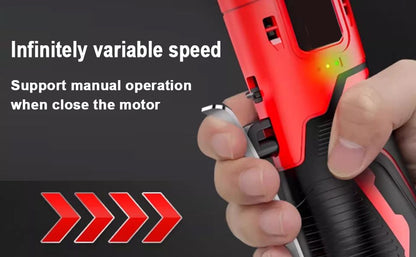 3/8" Cordless Electric Ratchet Wrench Set, 12V Power Ratchet Tool Kit With 2 Packs 2000mAh Battery And Charger, 45 FT-LBS Battery Powered Wrench with Infinitely Variable Speeds