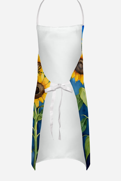 Basset Hound in Sunflowers Apron Cooking Kitchen Server Baking Crafts Gardening for Adult Women Men, Unisex, Large, Multicolor