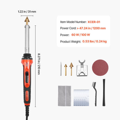 Plastic Welder Kit, 60W/100W Dual-Power Plastic Welding Soldering Iron with 3 Welding Tips and 20 Welding Rods, Professional Plastic Repair Welding Tool for Car Bumper, Kayaks, Toys, Electronics