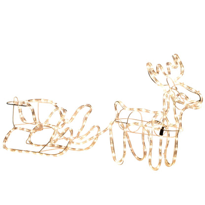 Outsunny LED Christmas Reindeer and Sleigh Decoration 35 Warm White Lights Steel Frame for Yard Indoor Outdoor