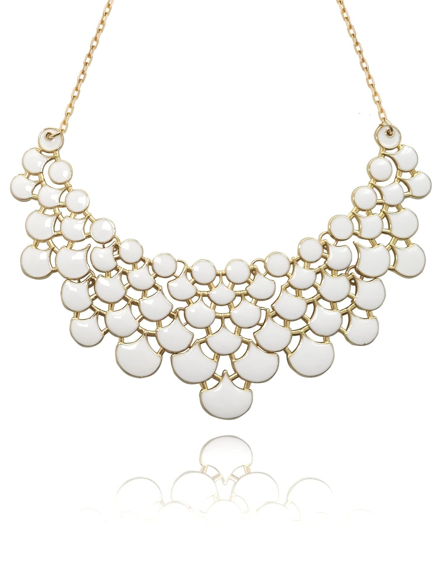 Jane Stone Fashion Statement Collar Necklace Vintage Openwork Bib Costume Jewelry
