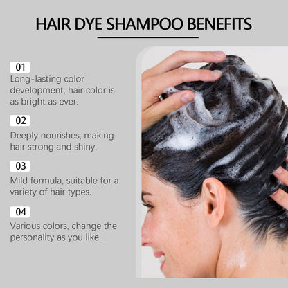 EELHOE Hair Dye Shampoo, Hair Dye Shampoo Herbal Extract Maintenance Lasting Color thy Hair Dye