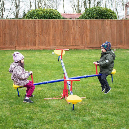 Outsunny Kids Seesaw Swivel Teeter Totter with 360° Spinning, 4 Seater Seesaw Outdoor Playground Equipment for Backyard, Boys and Girls Aged 3-8 Years Old