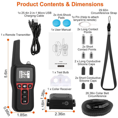 Long-Range Dog Training Collar - 3280FT Waterproof with Vibration, Beep & Shock Features