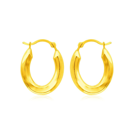 14k Yellow Gold Polished Oval Hoop Earrings