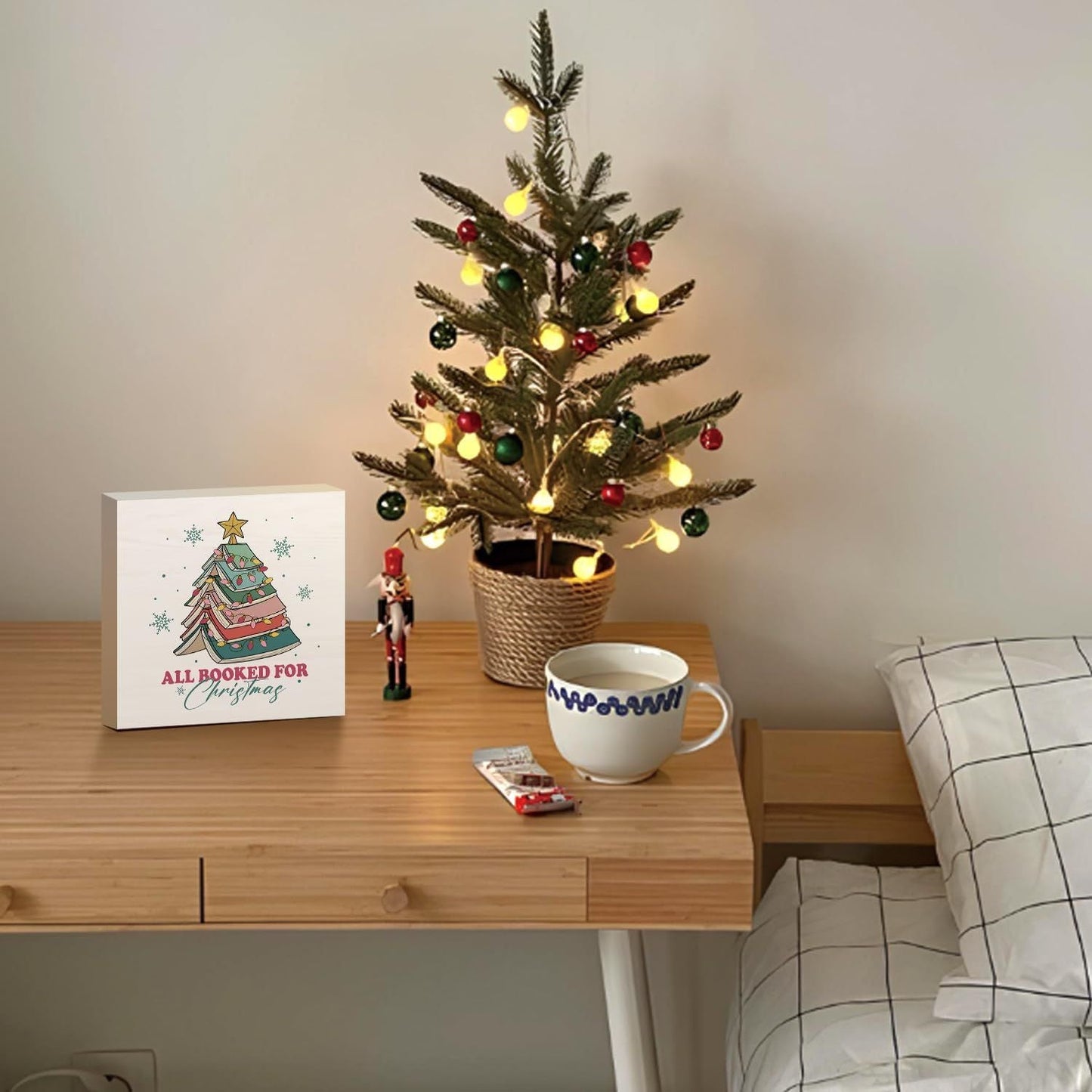 Christmas Decor Red Truck Christmas Wooden Box Signs Buffalo Plaid Christmas Decorations Christmas Decor for Home Office Bedroom Fireplace Car Tiered Tray Decor Christmas Gifts for Women 5x5