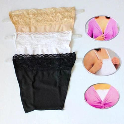 8 Pack Women Lace Cami Clip-on Mock Camisole Overlay Modesty Panel for Low-Cut Shirt