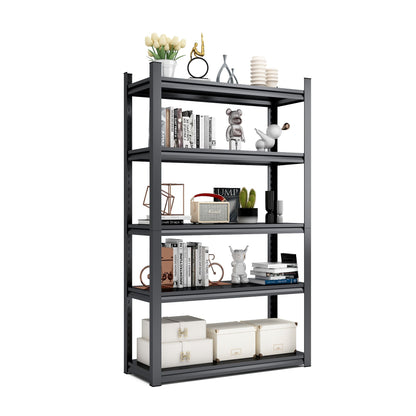 72"H 5 Tier Metal Shelves for Storage Garage Shelving 2000LBS Heavy Duty Storage Shelves Adjustable Garage Shelf Industrial Shelving Unit Storage Utility Rack,35.4"W*15.7"D*72"H,Black
