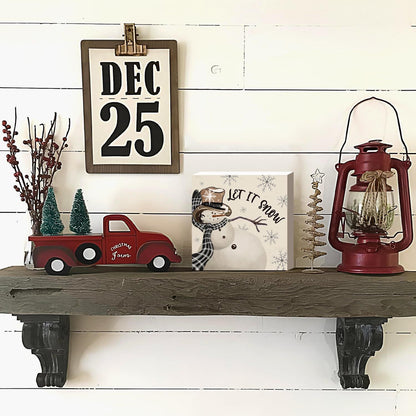 Christmas Decor Red Truck Christmas Wooden Box Signs Buffalo Plaid Christmas Decorations Christmas Decor for Home Office Bedroom Fireplace Car Tiered Tray Decor Christmas Gifts for Women 5x5