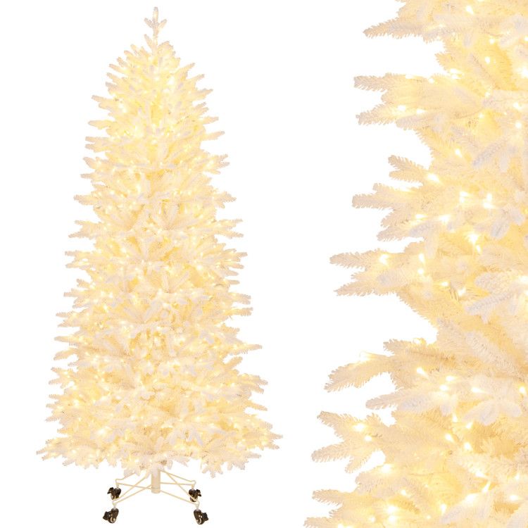 7 FT Artificial Xmas Tree with 1880 PE PVC Branch Tips for Party and Carnival