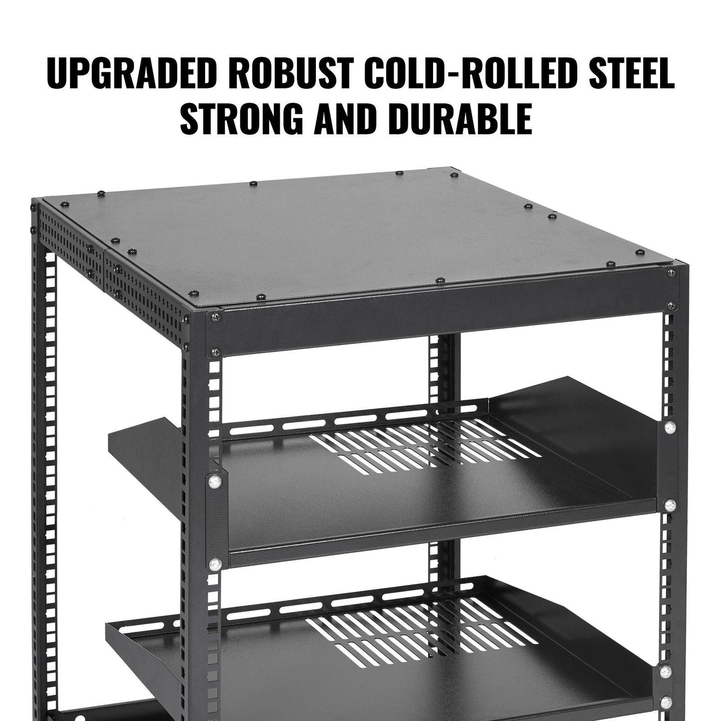 12U Open Frame Server Rack, 23-40 in Adjustable Depth, Free Standing or Wall Mount Network Server Rack, 4 Post AV Rack with Casters, Holds All Your Networking IT Equipment AV Gear Router Modem