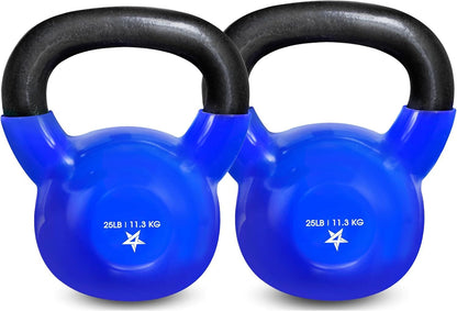 Kettlebell, 5-100 LB Vinyl Coated Cast Iron Strength Training Kettlebells for Home Gym Exercises, Fitness, Full Body Workout Equipment, Push Ups, and Grip Strength