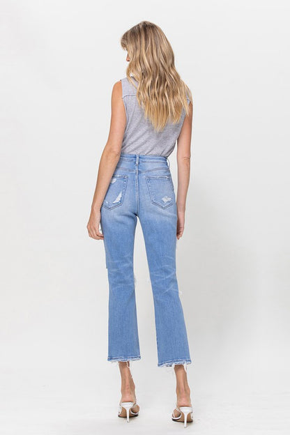 Stretch Super High Rise Crop Straight