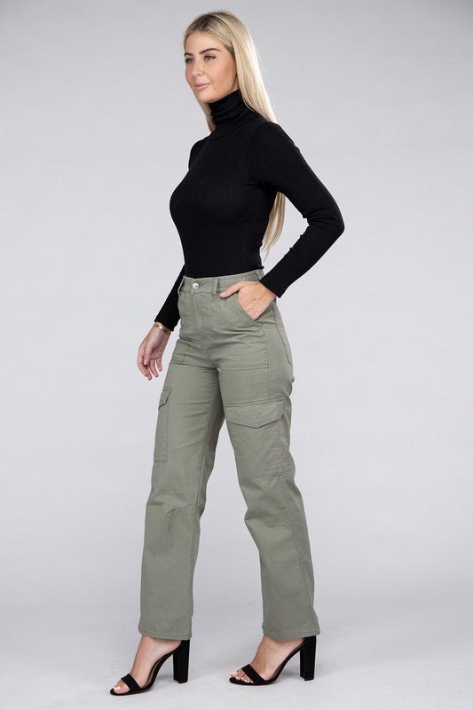 Everyday Wear Elastic - Waist Cargo Pants - Rustic Jade Designs Co