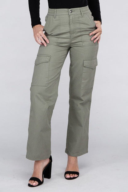 Everyday Wear Elastic - Waist Cargo Pants - Rustic Jade Designs Co