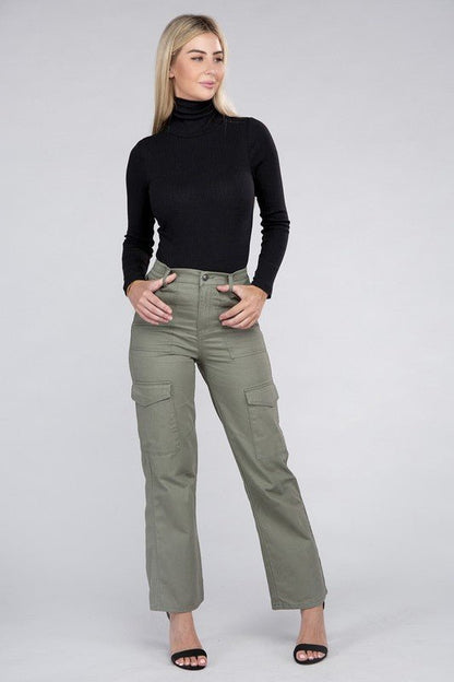 Everyday Wear Elastic - Waist Cargo Pants - Rustic Jade Designs Co