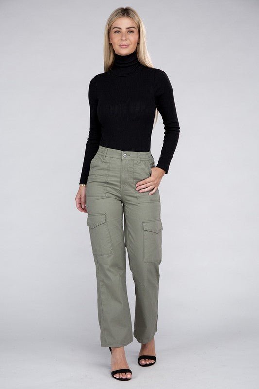 Everyday Wear Elastic - Waist Cargo Pants - Rustic Jade Designs Co