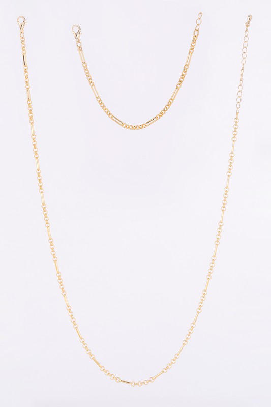 Clip chain bracelet and necklace set- gold