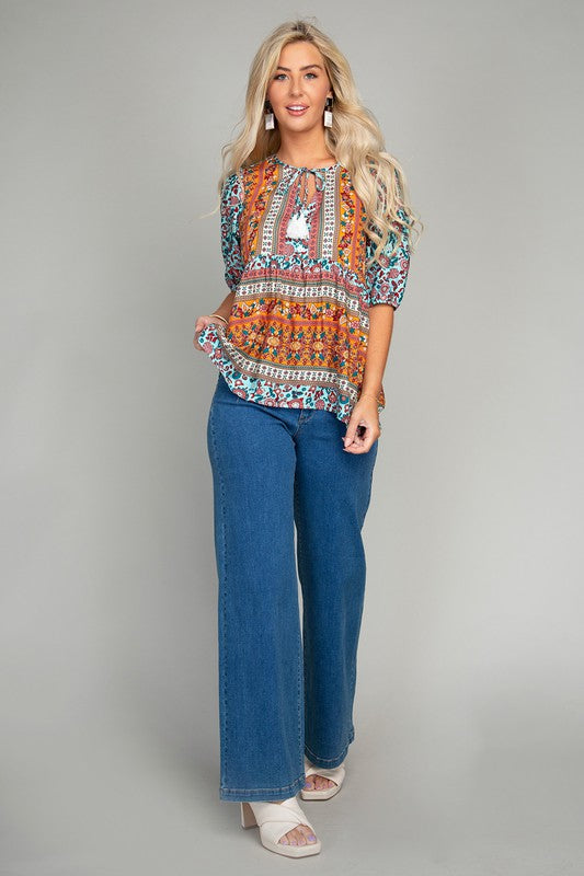 Tunic top with tassel
