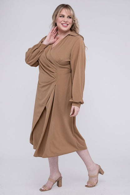 Solid Twist Front Wrap Dress