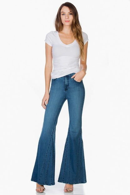 flare jean bell bottom wide leg denim pants - Rustic Jade Designs Co