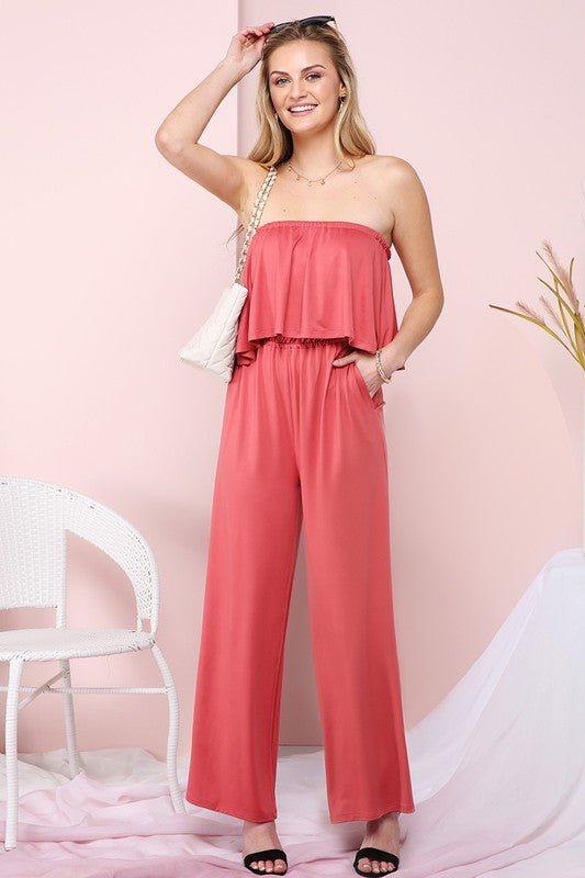 Flare Tube Top with Two - Fer Look Jumpsuit - Rustic Jade Designs Co