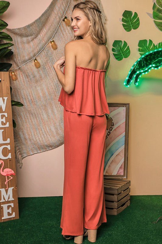 Flare Tube Top with Two - Fer Look Jumpsuit - Rustic Jade Designs Co