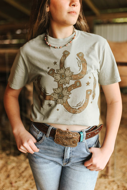 Floral Horseshoe Graphic Tee - Bay