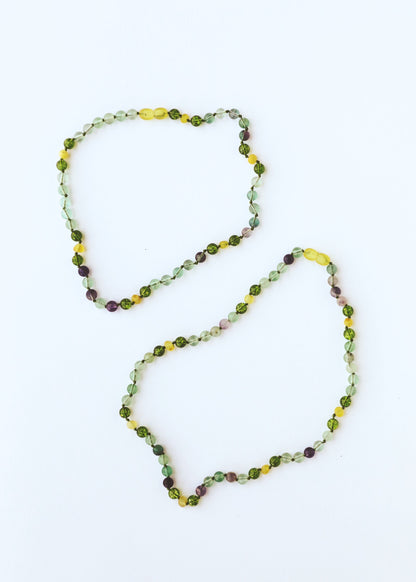 Raw Baltic Sea Amber + Fluorite + Peridot || Gemstone Anklet or Bracelet