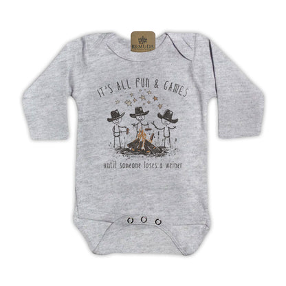 It's All Fun & Games Until Someone Loses A Weiner - Infant Camping One Piece Romper