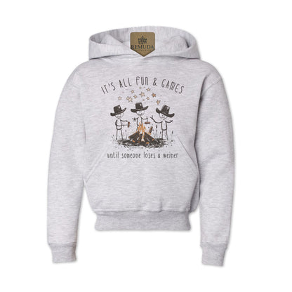 It's All Fun & Games Until Someone Loses A Weiner - Youth Camping Pullover Hoodie