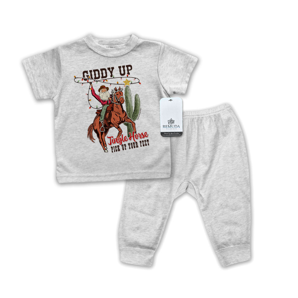 Giddy Up Jingle Horse - Infant Western 2-Piece Sleepwear Christmas Pajamas