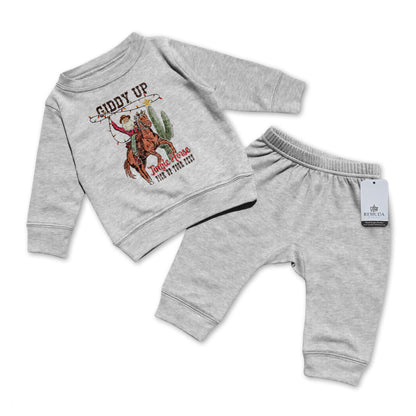 Giddy Up Jingle Horse - Infant Western 2 Piece Christmas Sweatsuit