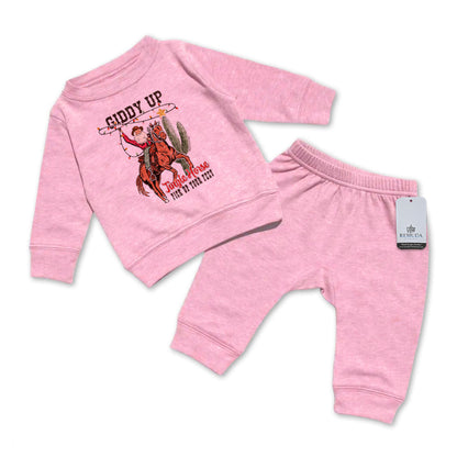 Giddy Up Jingle Horse - Infant Western 2 Piece Christmas Sweatsuit