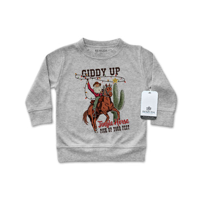 Giddy Up Jingle Horse - Western Infant Long Sleeve Christmas Pullover Shirt
